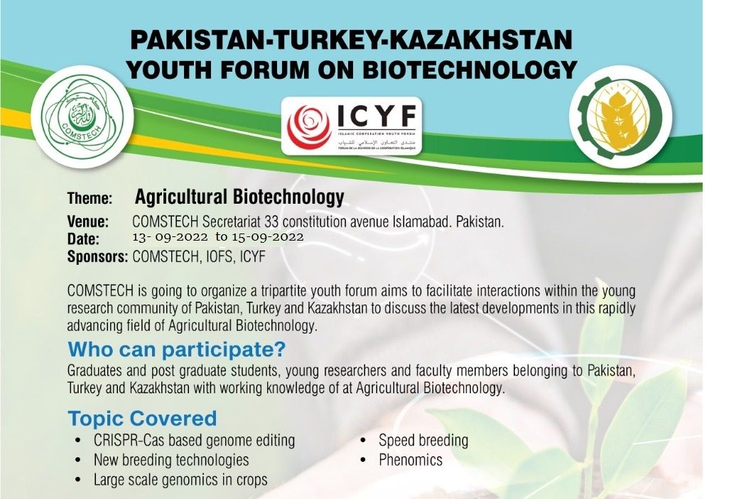 PAKISTAN-TURKEY-KAZAKHSTAN YOUTH FORUM ON BIOTECHNOLOGY (Hybrid Event)
